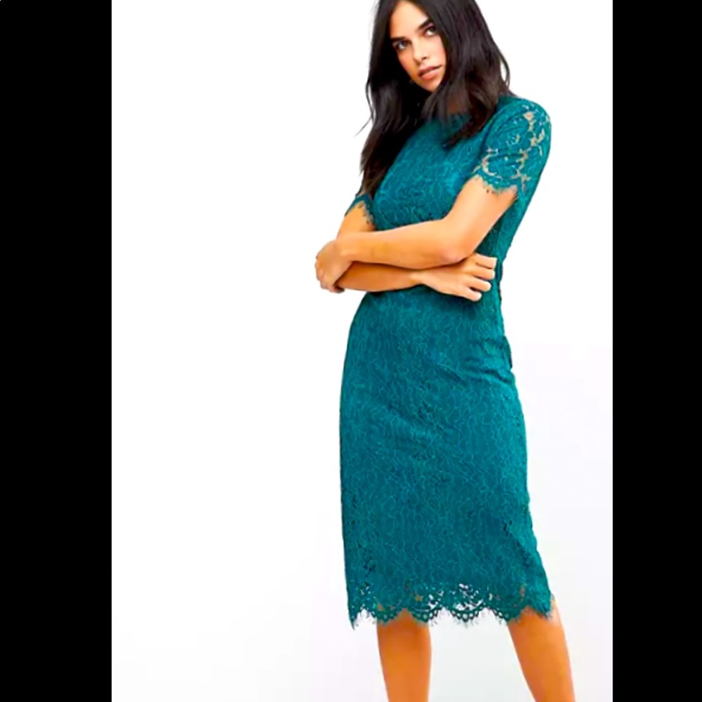 ASOS Club L Detailed MIDI Dress with Lace Overlay